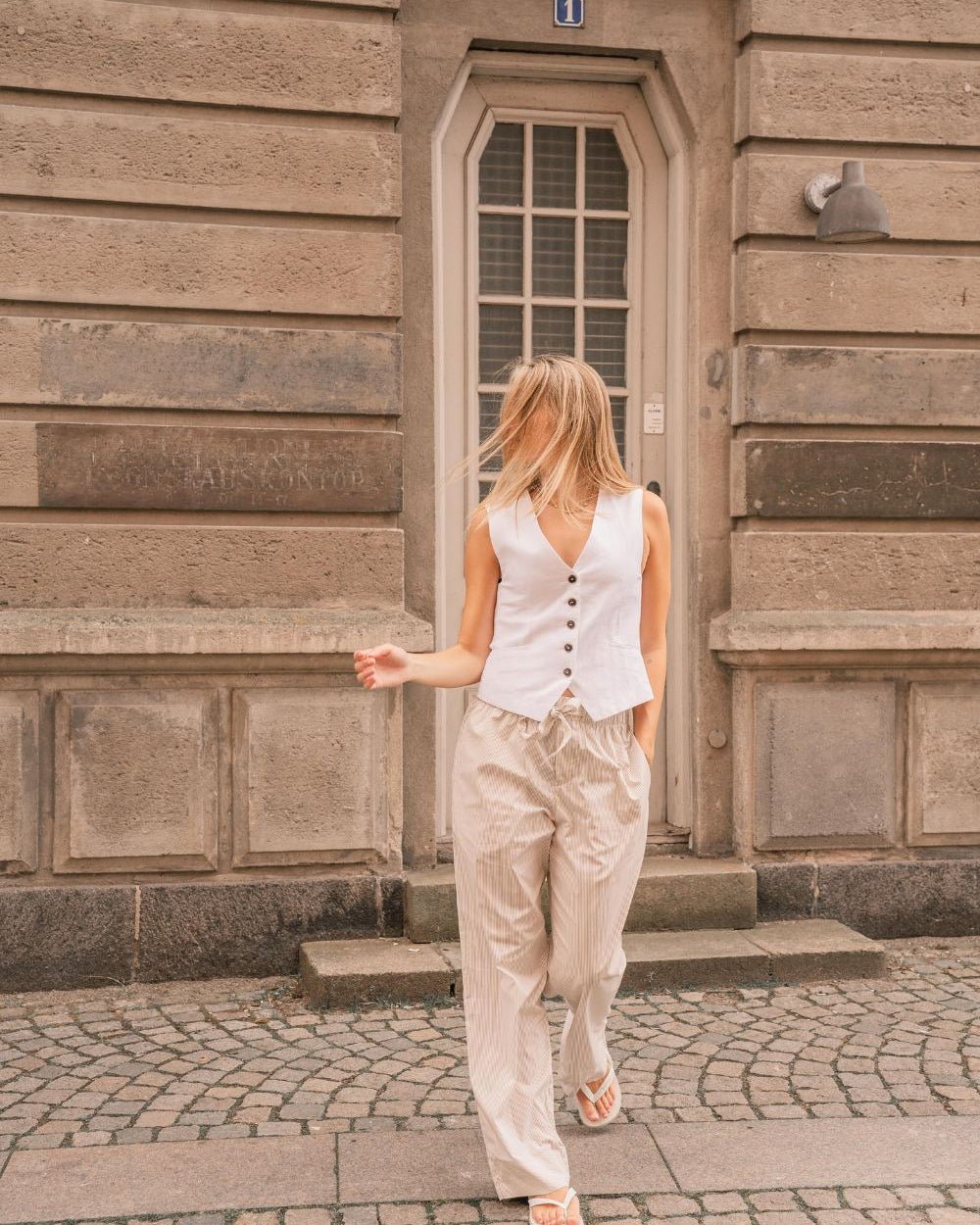 Pyjamas Pants Beige stribet | Skagen - clothing.dk